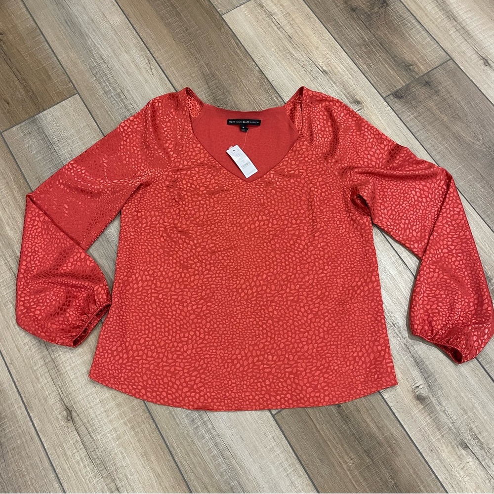 NWT White House Black Market Orange Blouse Size Medium